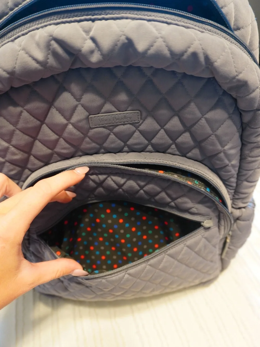 Vera Bradley Quilted Gray Backpack